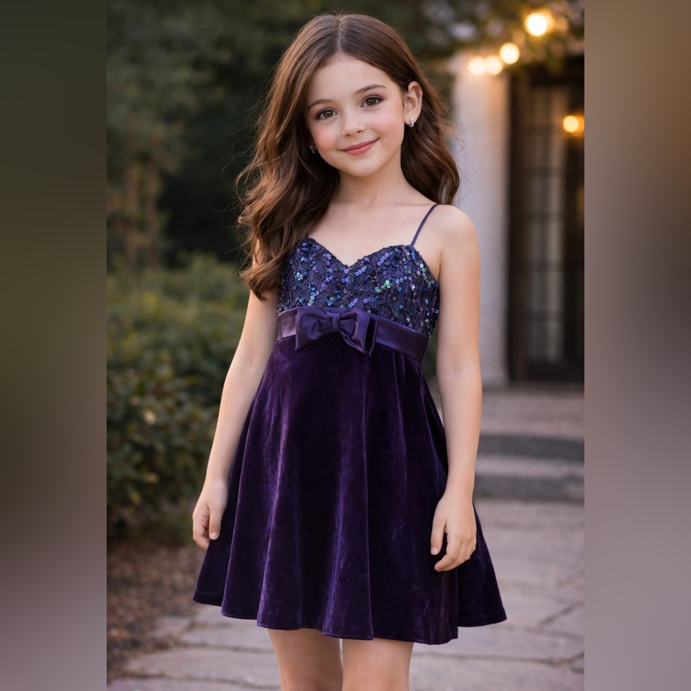 De Laru Purple velvet and Sequin Dress kids size 3